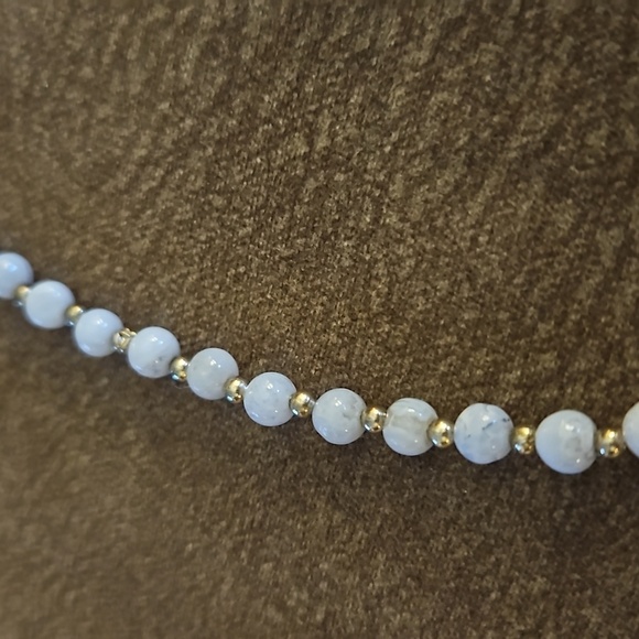 HANDMADE Blue Lace Agate Czech Glass Floral Beaded Fairycore Necklace - Picture 7 of 7